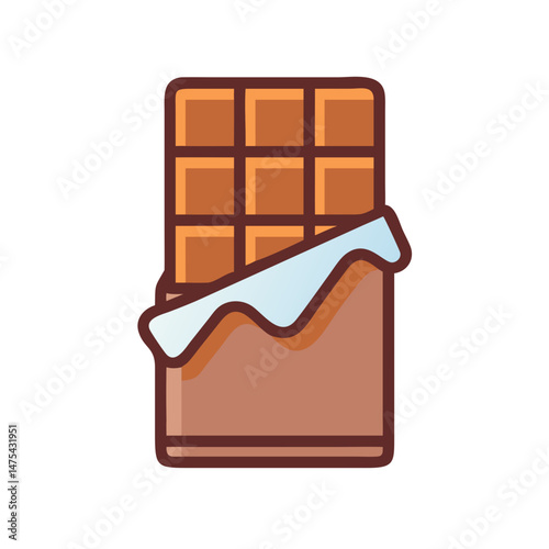 Chocolate bar cartoon illustration, sweet treat on black background