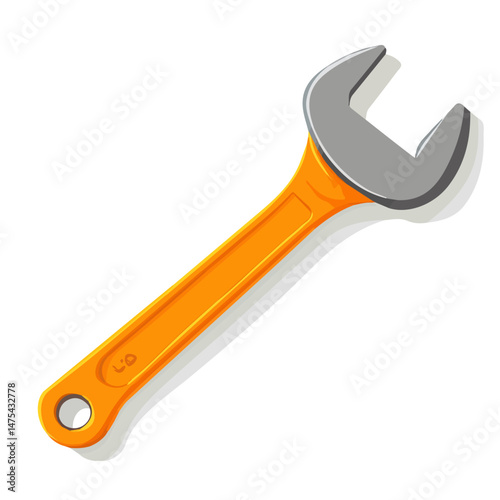 Flat vector Wrench, minimalist design, isolated on a white background.