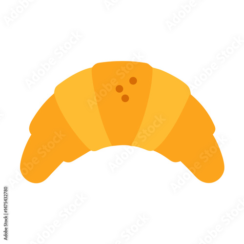 Simple, Flat Croissant Illustration on Black Background, Breakfast Theme
