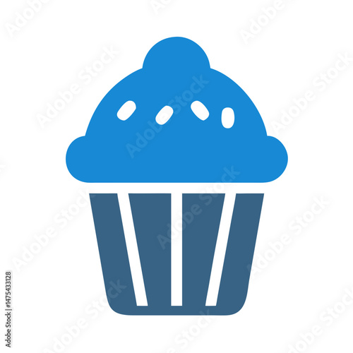 Blue frosted cupcake illustration on a black background