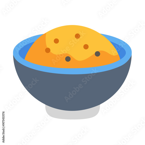 Tasty orange porridge in a blue and grey bowl