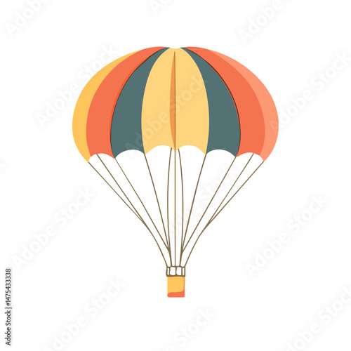 Flat vector Parachute, minimalist design, isolated on a white background.