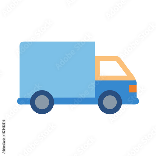 Delivery truck icon in blue on black background