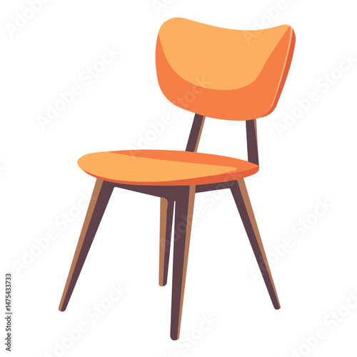 Dining Chair Flat vector, minimalist design, isolated on a white background.