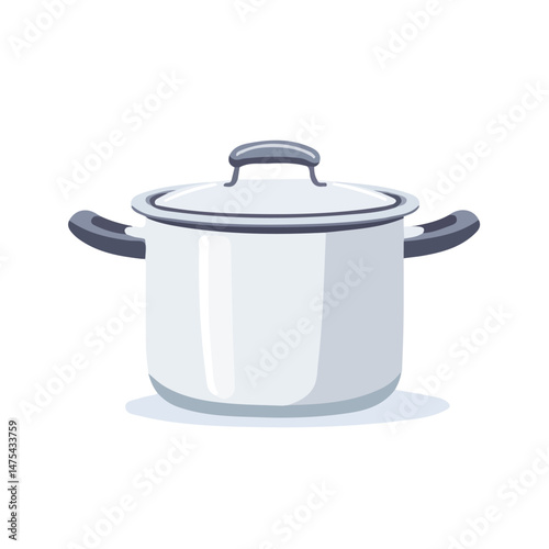 Cooking Pot Flat vector, minimalist design, isolated on a white background.