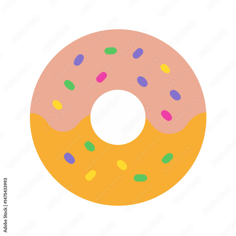 Fototapeta premium Colorful Sprinkled Donut Illustration on Black Background