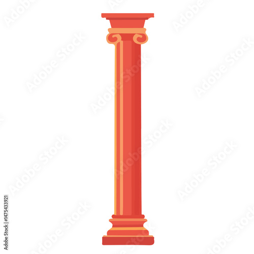 Flat vector Roman Column, minimalist design, isolated on a white background.