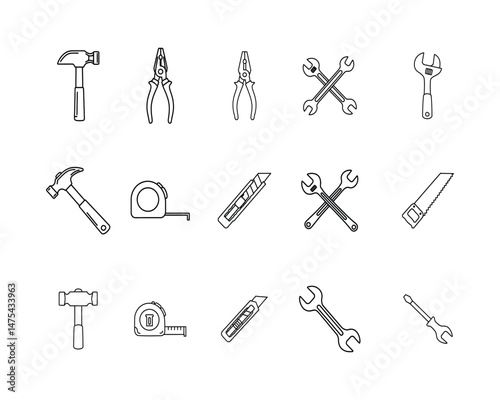 Vector Tools Set – Professional Hammer, Drill, Spanner, Wrench Icons