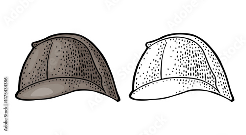 Deerstalker hat. Vintage color engraving illustration. Isolated on white background. Hand drawn design element for poster