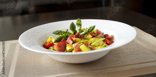 asparagus salad served in reataurant