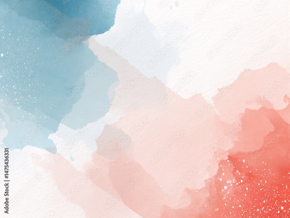 Fototapeta premium Watercolor Abstract Gradient Texture with Soft Blue and Coral Hues Backdrop