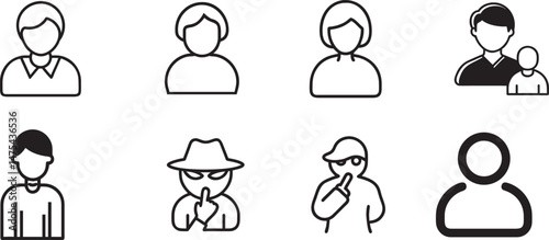 Black User Profile Silhouette Icon, silhouette design outline symble design