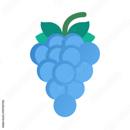 Minimalist vector illustration of fresh blue grapes on black
