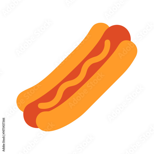 Simple hotdog with mustard icon against black background