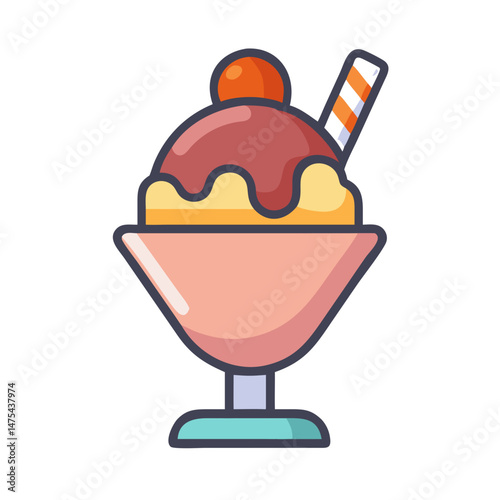 Delicious Ice Cream Sundae Dessert with Cherry Topping
