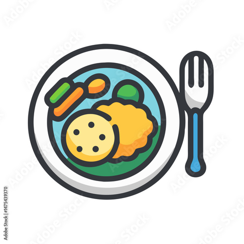 Illustration of a well-balanced meal on a plate