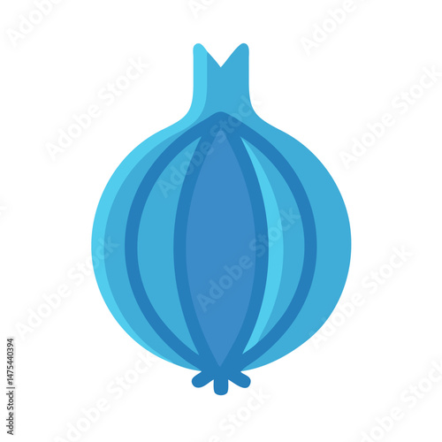 Blue onion icon illustration on a black background