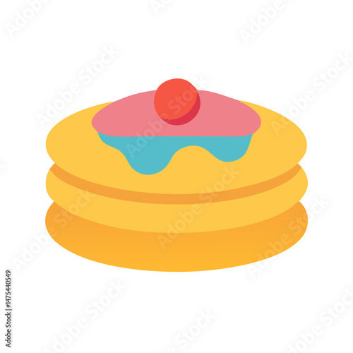 Stack of pancakes with topping and cherry icon