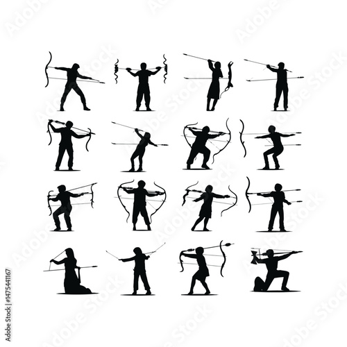 Archery Athlete Aiming with Bow and Arrow Silhouette