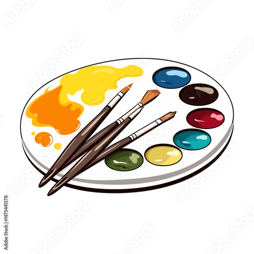 Artists Palette Silhouette with Paint and Brush