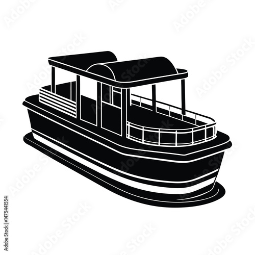 pontoon boat silhouette vector 