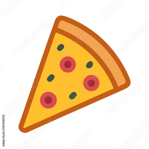 Cartoon Pizza Slice on Black Background Graphic