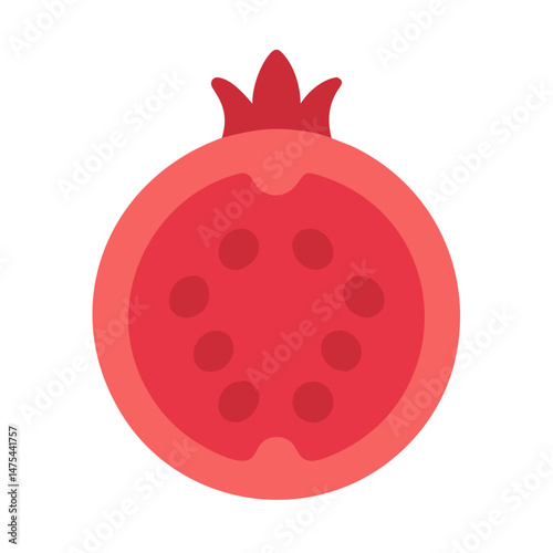 Simple pomegranate half illustration, flat vector art