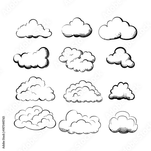 Bold Silhouette of a Fluffy Cloud Clipart