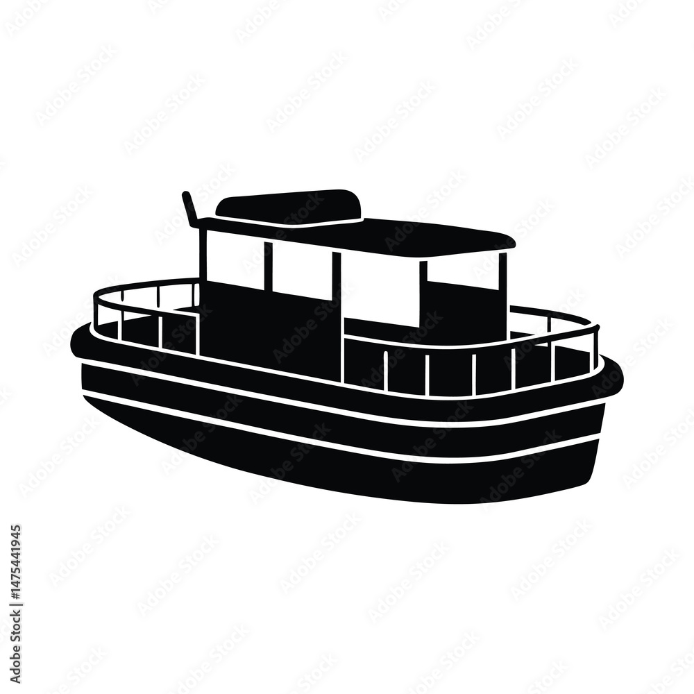 Obraz premium pontoon boat silhouette vector