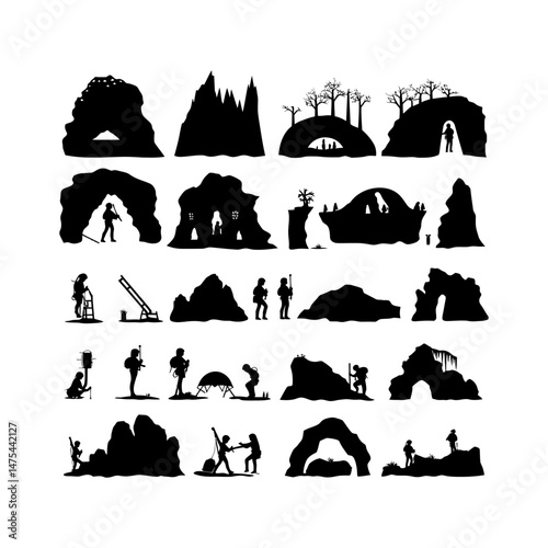 Cave Exploration Adventure Silhouette