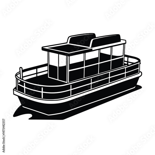 pontoon boat silhouette vector 