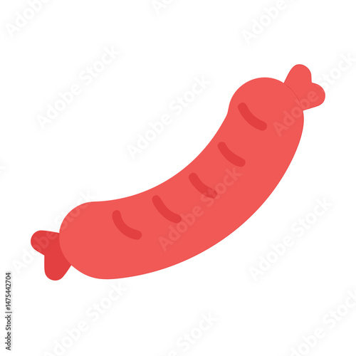 Cartoon Sausage on Black Background, Food Illustration