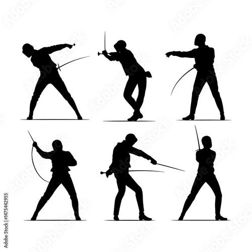 Fencer in Lunge Position Silhouette