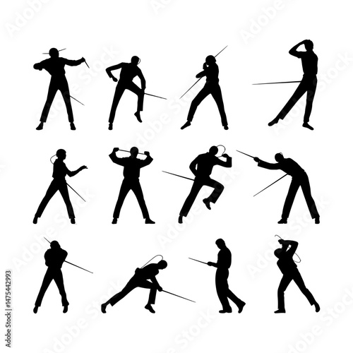 Fencer in Lunge Position Silhouette