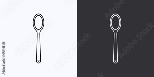 Wooden Spoon Icon – Vector Outline – Black and White Preview