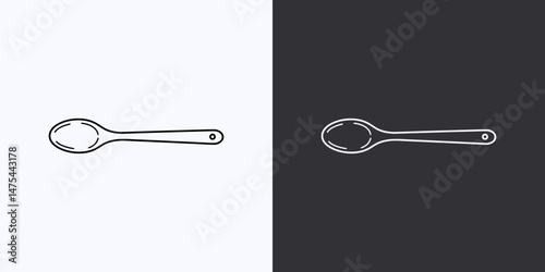 Wooden Spoon Icon – Vector Outline – Black and White Preview