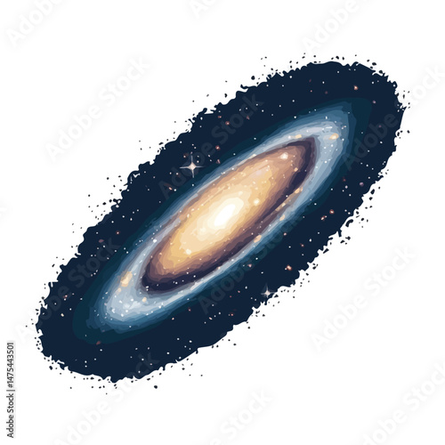 2D flat Galaxy vector illustration, isolated on a white background.