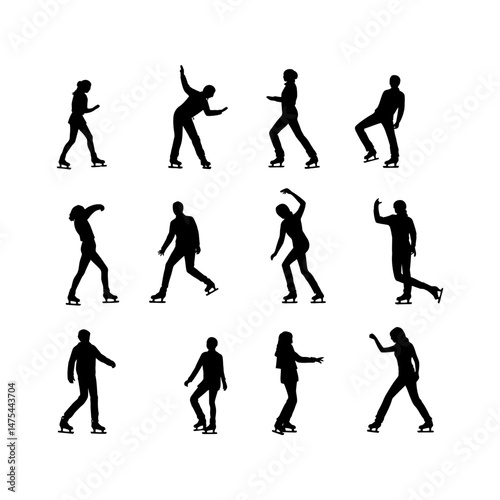 Ice Skater Performing Silhouette Clipart