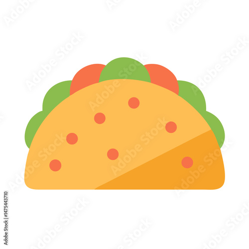 Colorful Taco Illustration with Toppings on a Black Background
