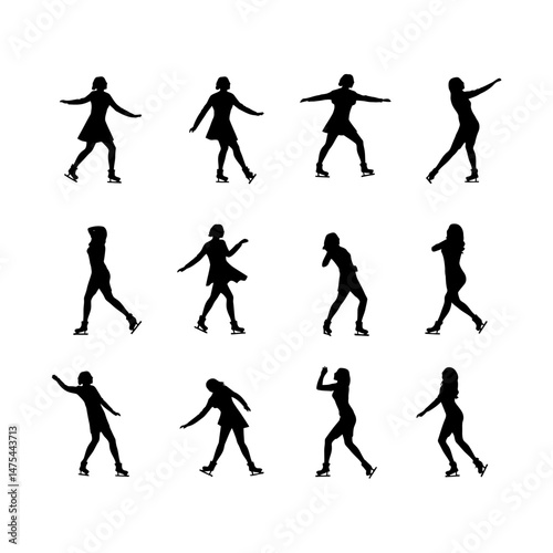 Ice Skater Performing Silhouette Clipart
