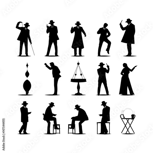 Magician Performing Trick Silhouette Clipart