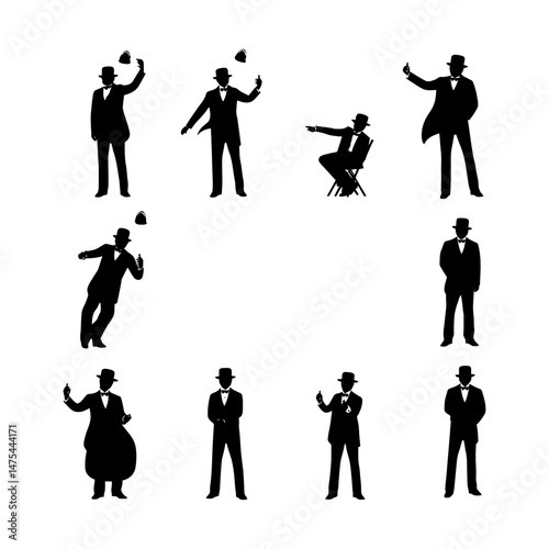 Magician Performing Trick Silhouette Clipart