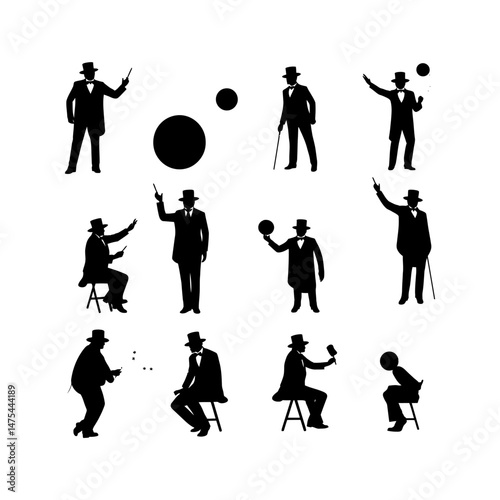 Magician Performing Trick Silhouette Clipart