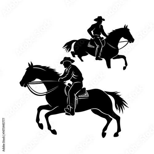 Rodeo Cowboy on Bucking Horse Silhouette