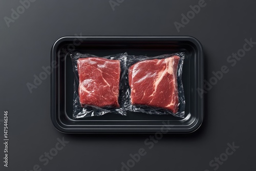 Wallpaper Mural Two vacuum-sealed beef steaks in a black tray Torontodigital.ca