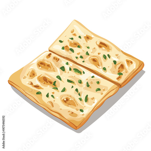 2D flat Flatbread vector illustration, isolated on a white background.