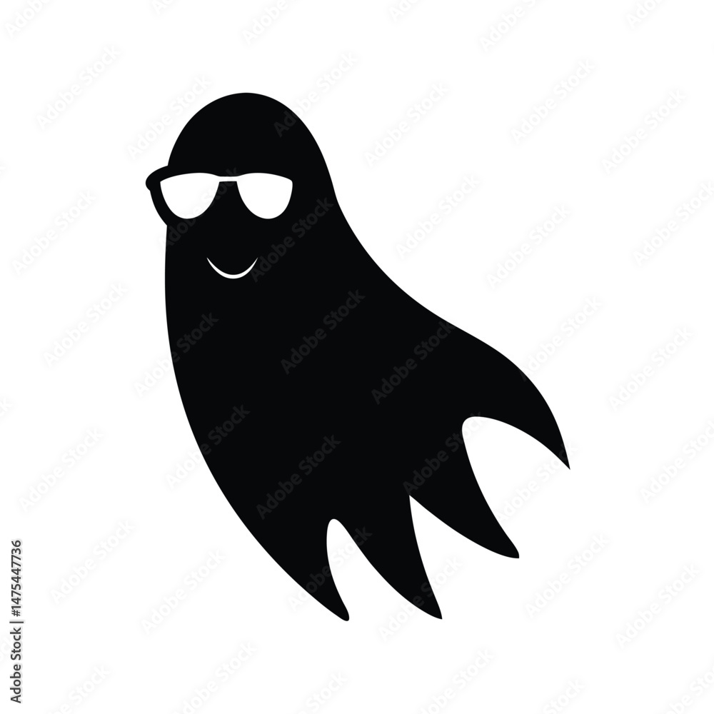 ghost with black sunglasses floating vector silhouette ghost with black sunglasses floating vector silhouette