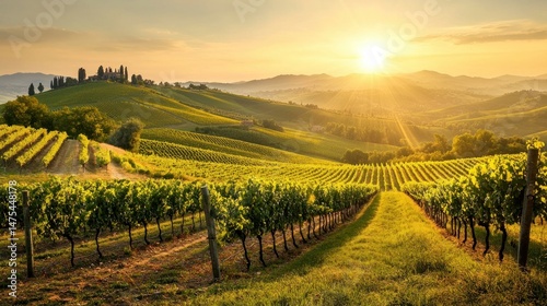 Wallpaper Mural A beautiful vineyard landscape bathed in warm golden sunlight Torontodigital.ca
