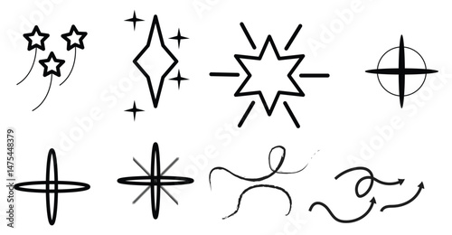 Doodle Sparkle & Light Vector Set – Shining Stars, Comic Bursts & Fireworks