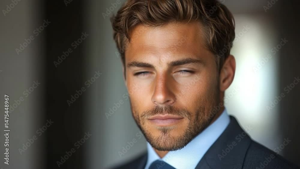 Sleek Gentleman's Gaze: Captivating portrait of a refined gentleman, exuding confidence and sophistication with a subtle, introspective gaze. Sleek Gentleman's Gaze: Captivating portrait of a refined gentleman, exuding confidence and sophistication with a subtle, introspective gaze.